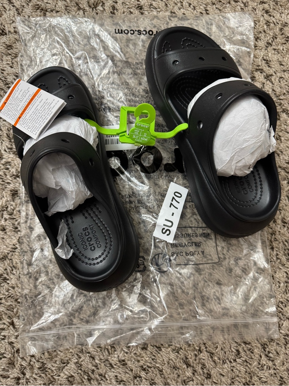 Crocs Womens Black Classic Clog Slide - Comfort Foam Footbed
